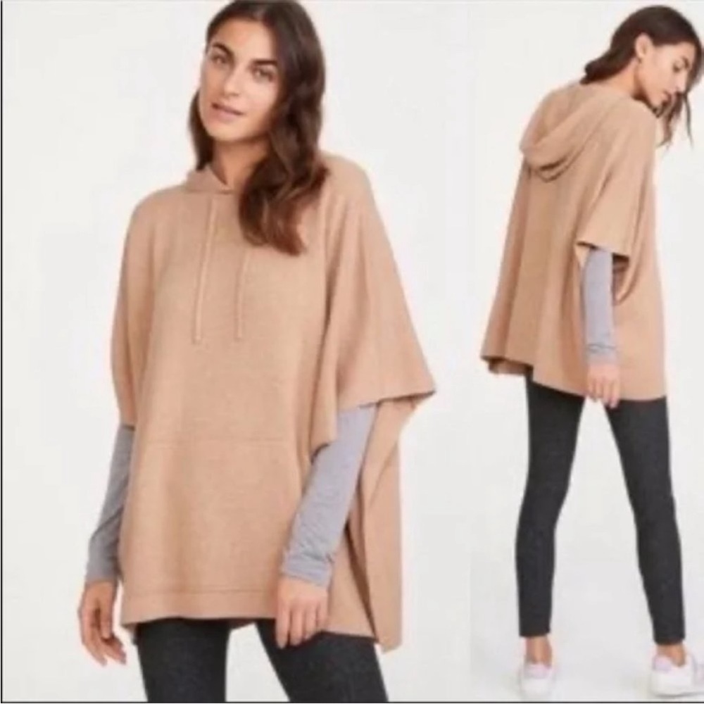 Lou & Grey Gray Hooded Poncho Cape Pullover Sweater